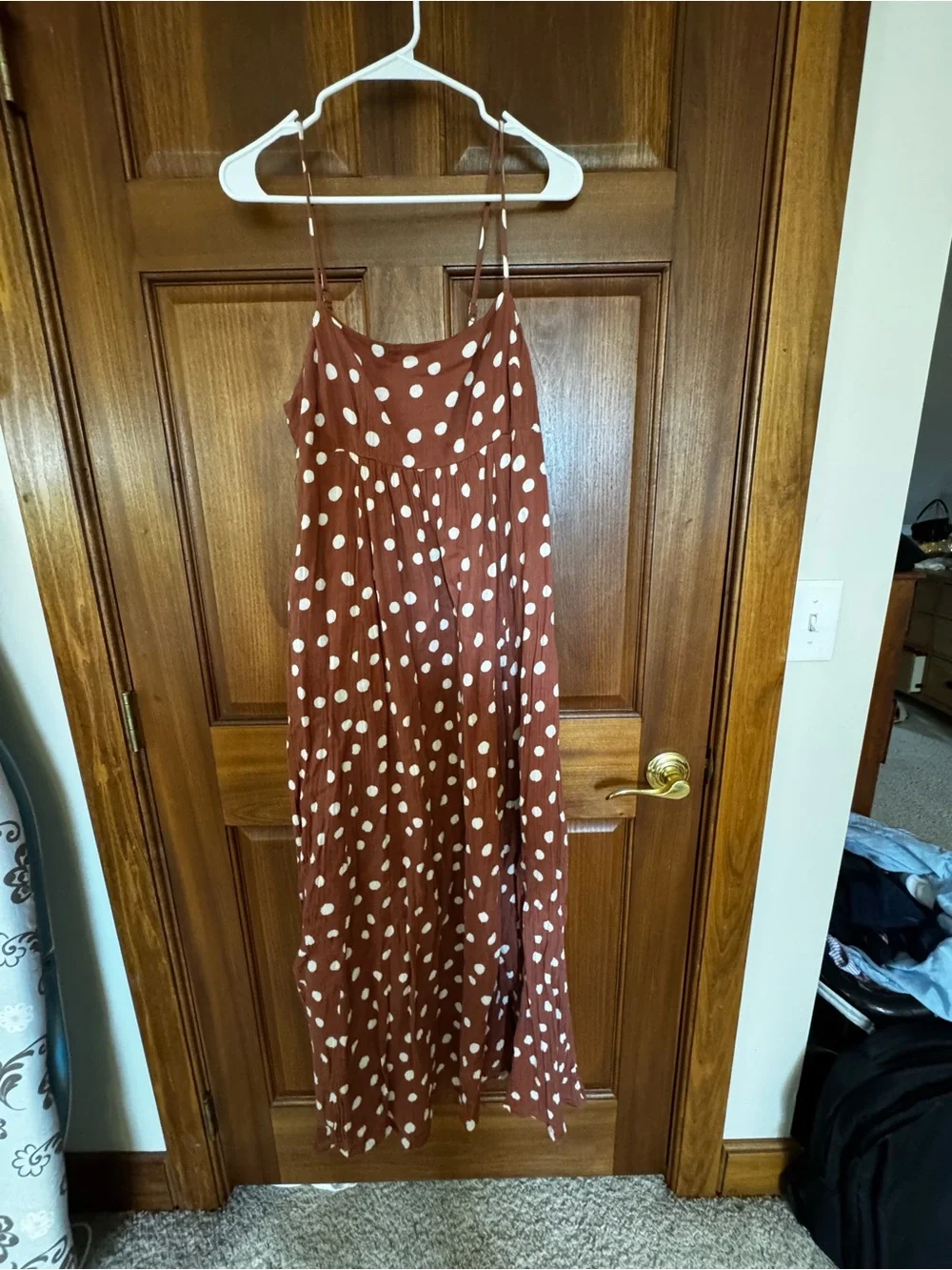 Abercrombie & Fitch Rust Polka Dot Slip Dress